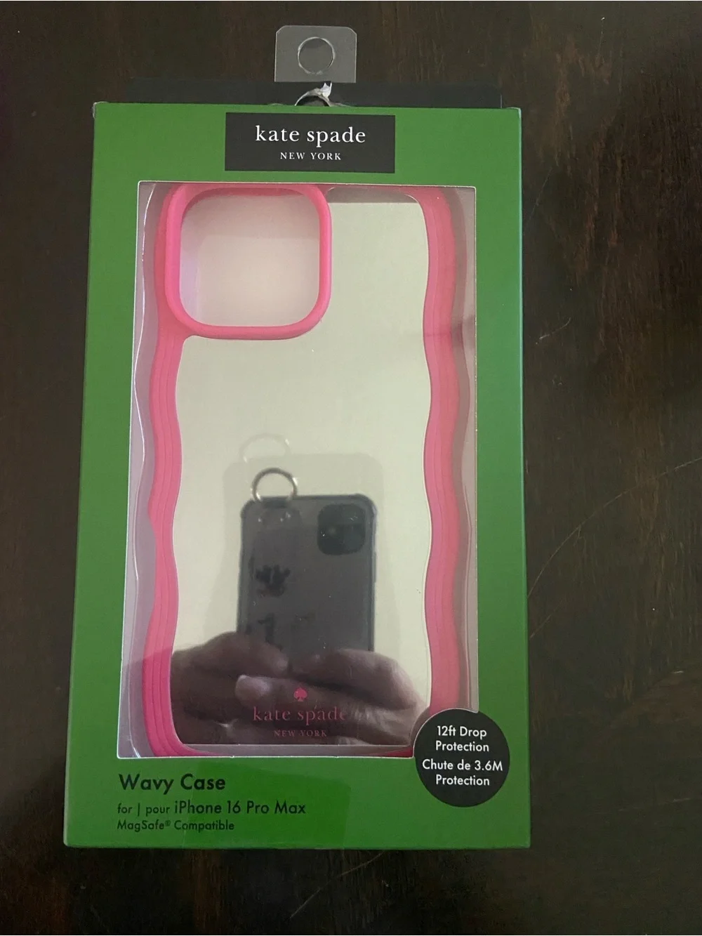 kate spade Clear Phone Case with Pink Wavy Trim for iPhone 16 Pro Max